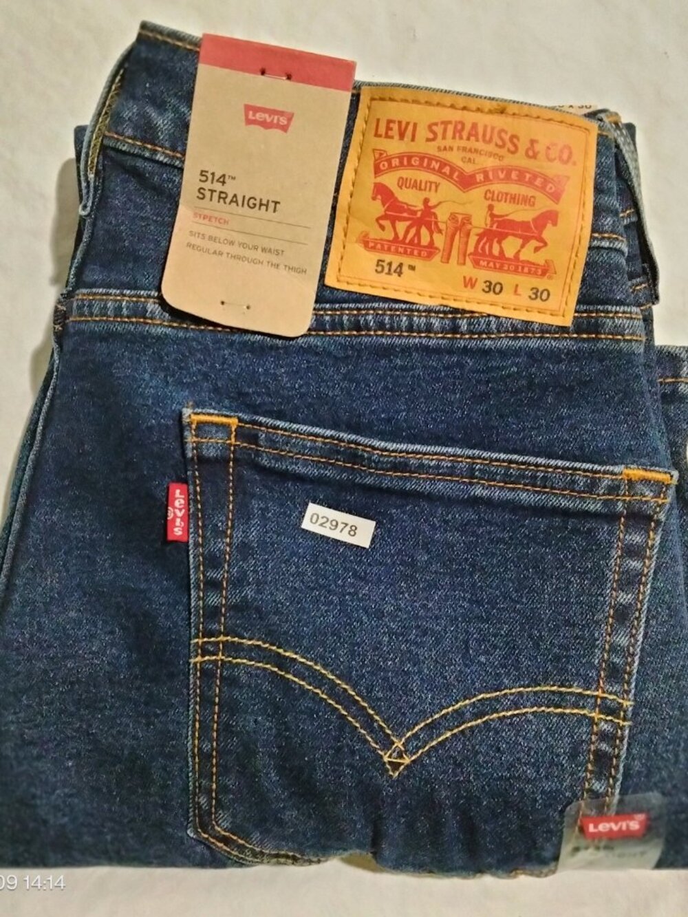 Levi's 514 Straight Leg Jeans Men's Size 30x30 Blue Denim Stretch NWT Brand New - Picture 6 of 6
